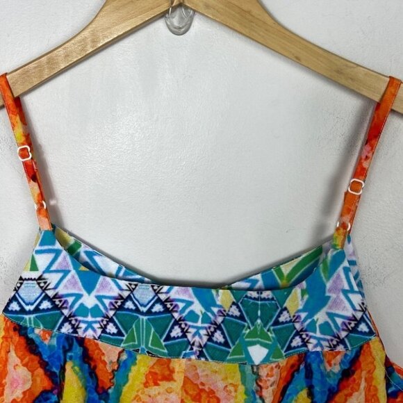 Boston Proper Bohemian Printed Maxi Dress Size XS Orange Hippie Festival Long - Picture 9 of 14